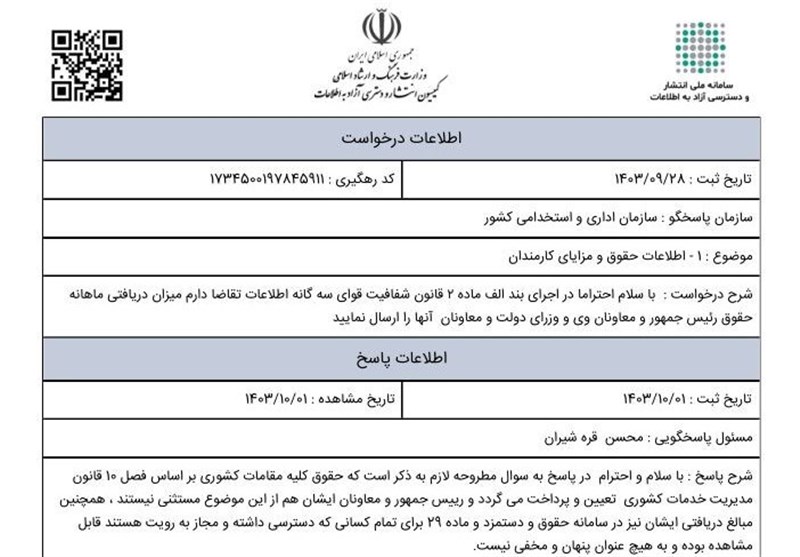 طفره اعضای دولت چهاردهم از اعلام حقوق دریافتی خود + مستندات